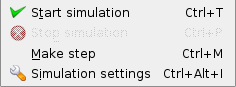 Simulation menu